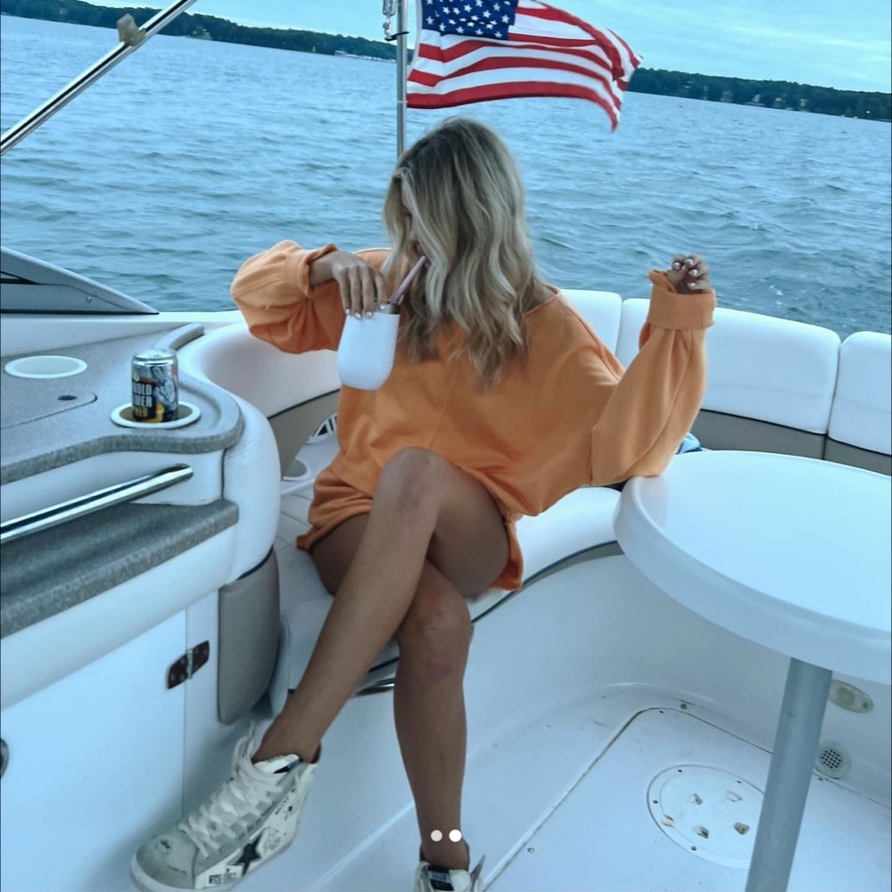 Aerie Orange Relaxed Hoodie and shorts